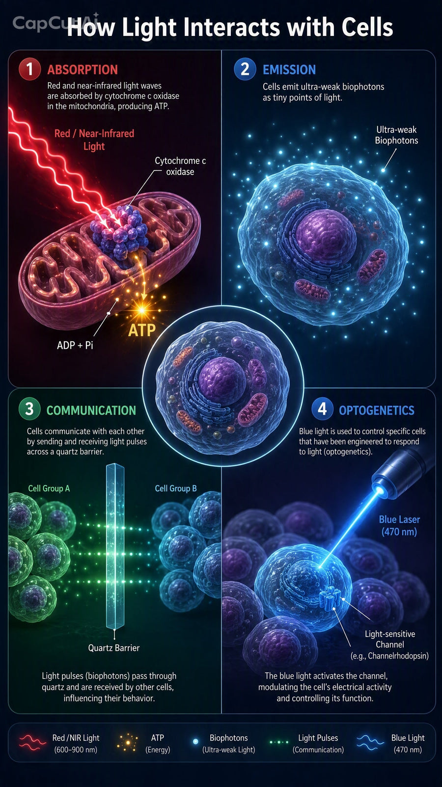 How light interacts with the cell description 