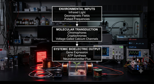 The human body operates as an open thermodynamic system that continually transduces environmental energetic inputs into biological actions. This process occurs through a clear, three-stage bio-architectural cascade: