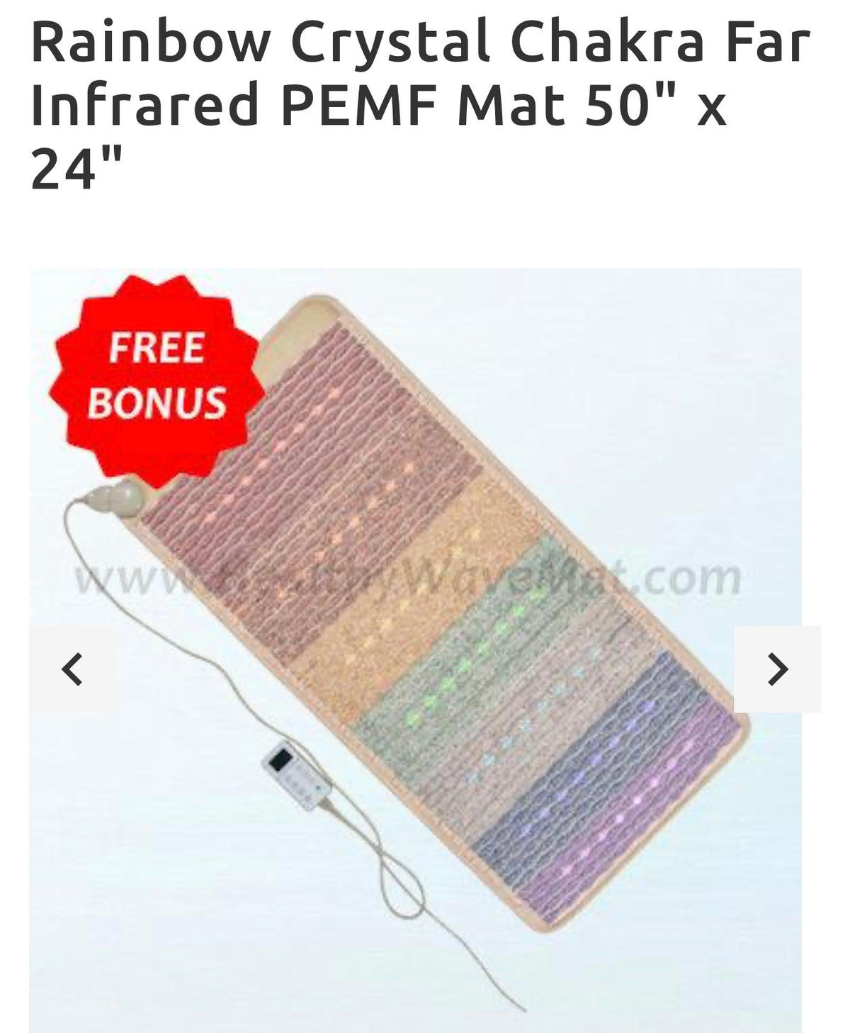 Healthy Wave Rainbow Crystal Chakra Far Infrared PEMF Mat (50" x 24")
