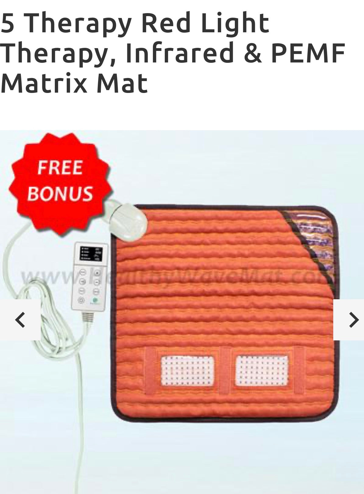 5 Therapy Red Light Therapy, Infrared & PEMF Matrix Mat