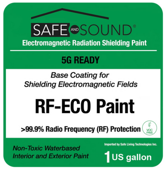 Safe and Sound RF-ECO 5G EMF Shielding Paint | Zero VOC Conductive Carbon Primer for Home Radiation Protection & RF Blocking